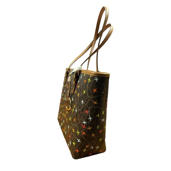 Michael Kors Jet Set Medium Carryall Airplane Print Tote Bag - Brown NWT - Picture 4 of 5